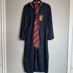 Harry Potter Black Wizard Robe with Maroon and Gold Tie